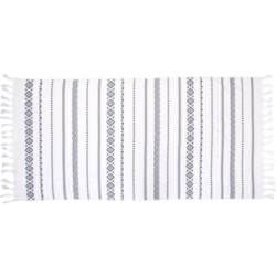 Boutique Hotel Desert Stripe Woven Jacquard Beach Towel - 36x68”, White-Black