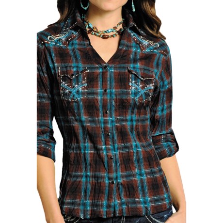 Panhandle Slim Lurex® Ombre Plaid Western Shirt - Snap Front, Long Sleeve (For Women)