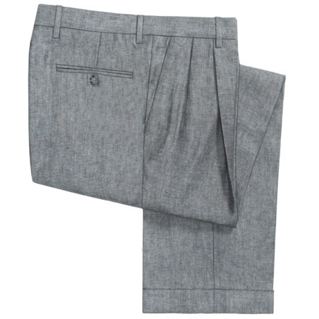 Berle Silk-Linen Mini Donegal Pants - Pleated (For Men)