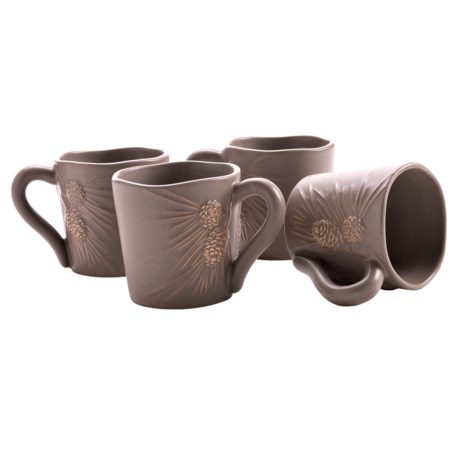 Big Sky Carvers Whispering Pines Stoneware Coffee Mugs - Set of 4