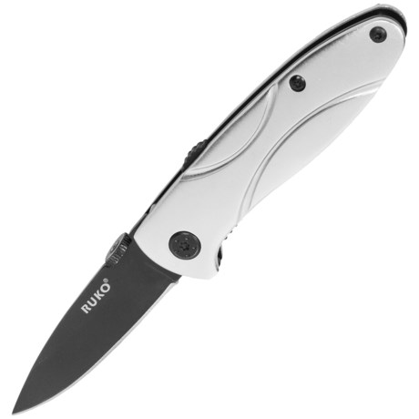 Ruko Shark White Tip Pocket Knife - Straight Edge, Liner Lock