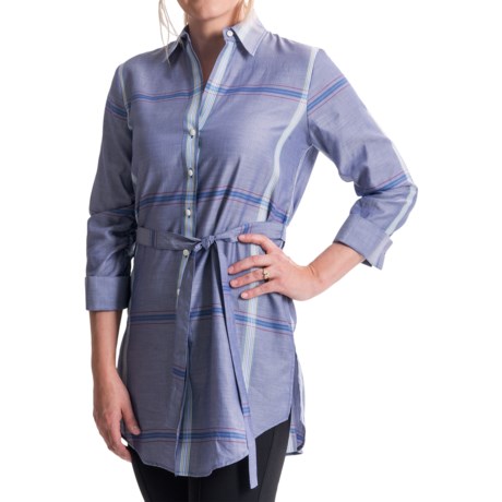 Paperwhite Long Lightweight Tunic Shirt - 3/4 Sleeve (For Women)