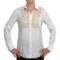 Paperwhite Beaded Bib Shirt - Long Sleeve (For Women)