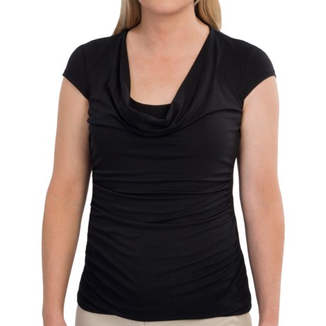 Paperwhite Drape Front Shirt - Short Sleeve (For Women)