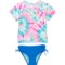 Limited Too Toddler Girls Bright Tie-Dye Rash Guard and Bikini Bottoms Set - UPF 50+, Short Sleeve