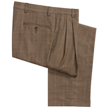 Barry Bricken Cuffed Houndstooth Windowpane Dress Pants - Wool, Double Reverse Pleats (For Men)
