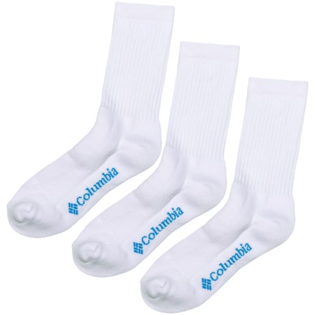Columbia Sportswear White Athletic Socks - 3-Pack, Crew (For Big Kids)