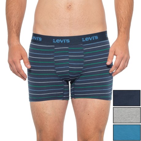 Levi's Cotton Stretch Boxer Briefs - 4-Pack, Navy-Grey-Blue (For Men)