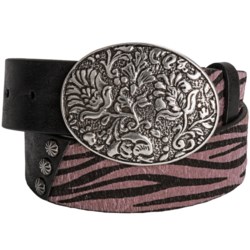 Roper Zebra Print Belt - Leather (For Women)