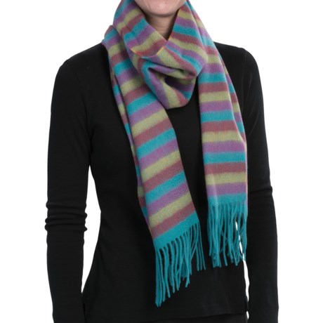 La Fiorentina Striped Scarf with Fringe - Wool-Cashmere (For Women)