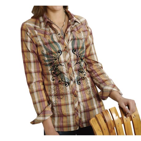 Roper Long and Lean Plaid Shirt - Snap Front, Long Sleeve (For Women)