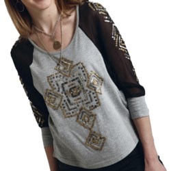 Roper Embellished Shirt - Sheer Dolman Long Sleeve (For Women)
