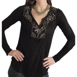 Roper Embellished Shirt - Split V-Neck, Long Sleeve (For Women)