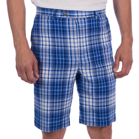 Fairway & Greene Madras Plaid Shorts - Flat Front, Cotton (For Men)