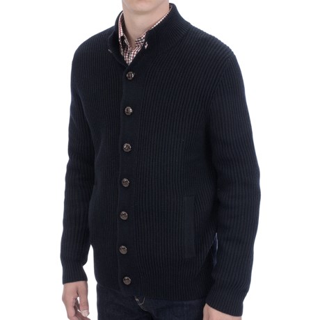 Toscano Ribbed Button Cardigan Sweater - Merino Wool (For Men)