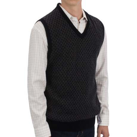 Toscano Mini-Diamond Sweater Vest - V-Neck (For Men)