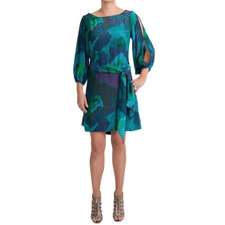Halston Heritage Silk Dress - 3/4 Sleeve (For Women)