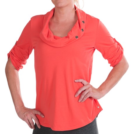 Neon Buddha Cultural Cowl Shirt - Stretch Cotton Jersey, 3/4 Sleeve (For Women)