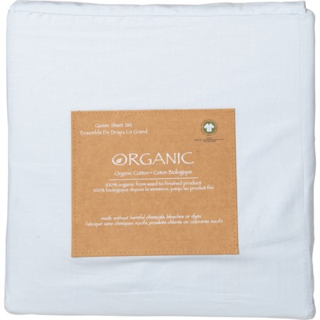 Organic Queen Cotton Sheet Set - Country Air Blue