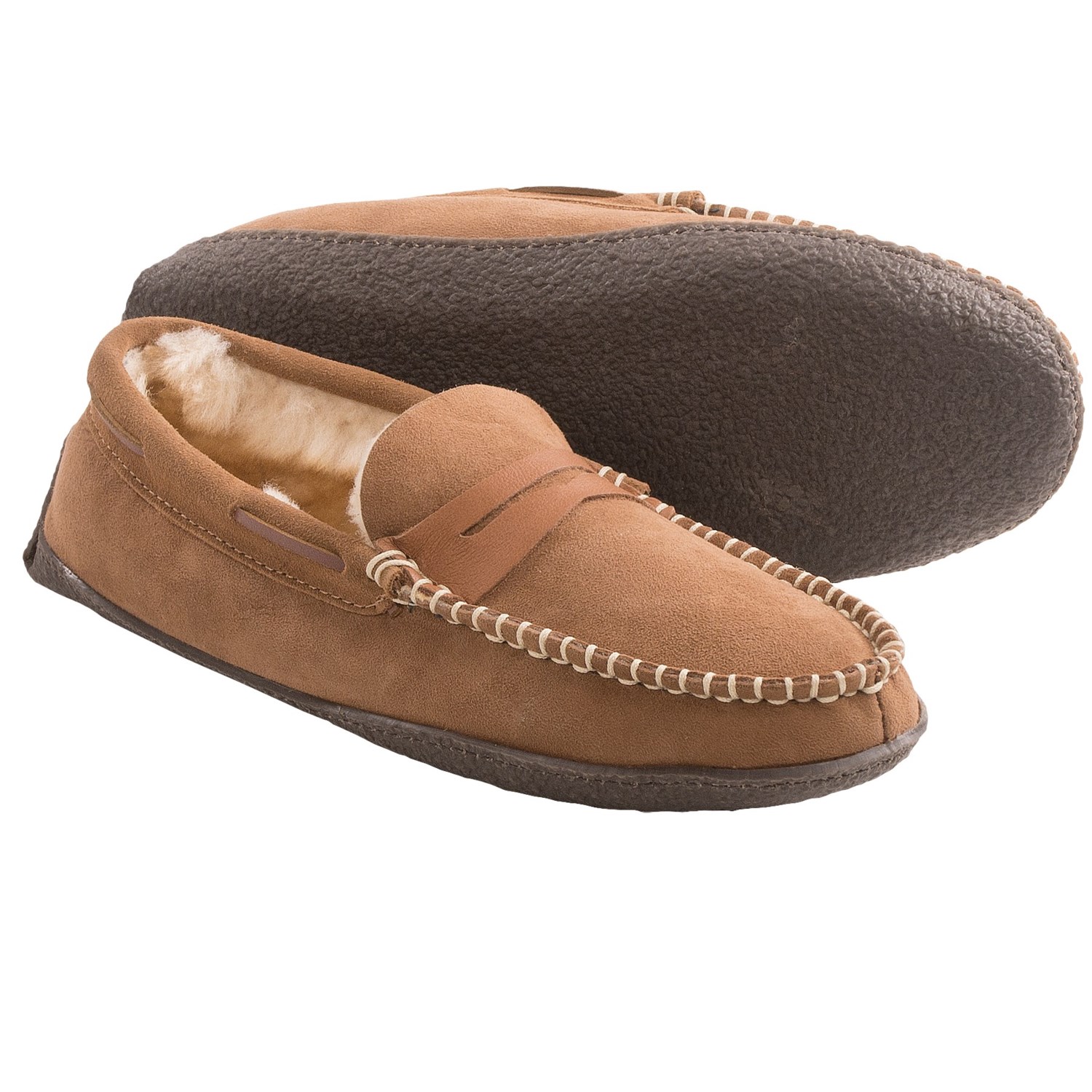 Clarks Shearling Penny Moc Slippers (For Men) 7600P - Save 74%