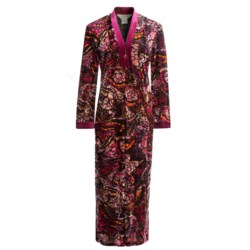 Diamond Tea Printed Burnout Velvet Caftan Robe - Long Sleeve (For Women)