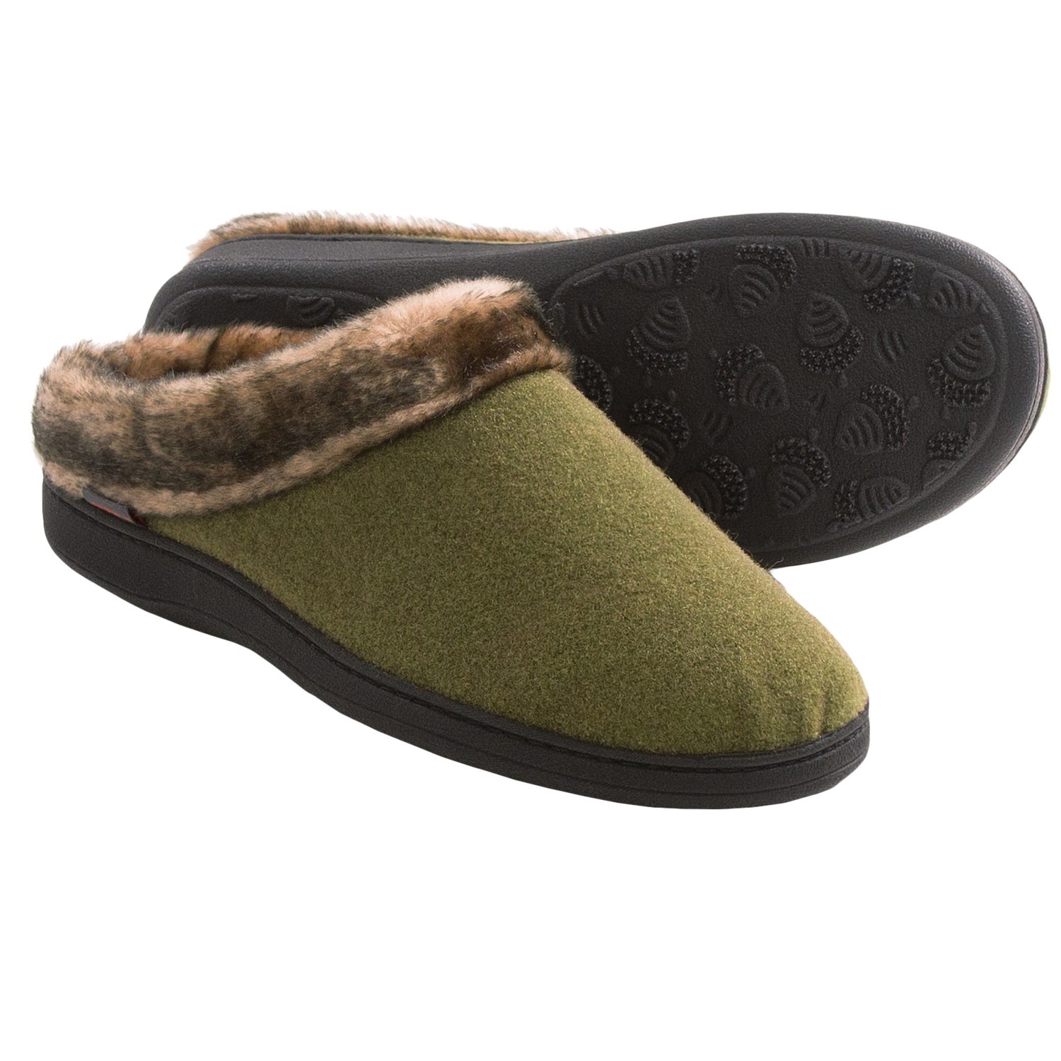 Acorn Faux-Fur Collar Scuff Slippers (For Women) 7643R - Save 80%
