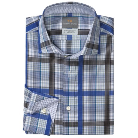 Thomas Dean Cotton Windowpane Sport Shirt - Long Sleeve (For Men)