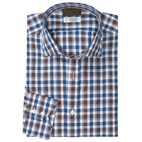 Thomas Dean Check Sport Shirt - Cotton, Spread Collar, Long Sleeve (For Men)
