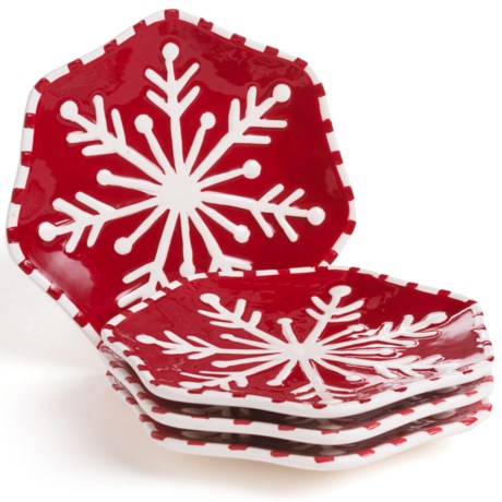 DII Snowflake Dessert Plates - Ceramic, Set of 4