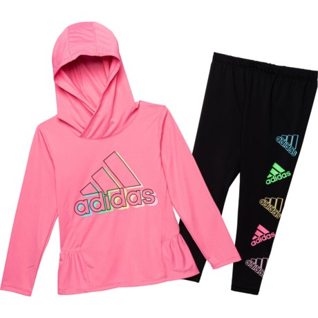 adidas Little Girls Hooded Shirt and Tights Set - Long Sleeve