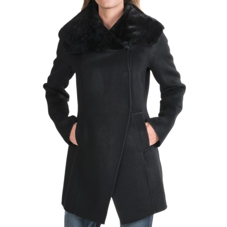 Dawn Levy Celine Wool-Cashmere Coat - Oversized Shearling Collar (For Women)