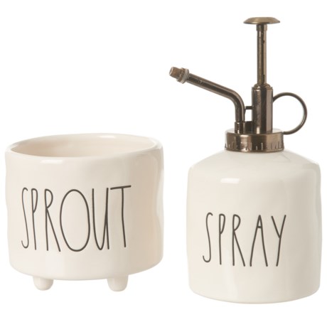 Rae Dunn “Spray” and “Sprout” Mister and Mini Footed Planter Set