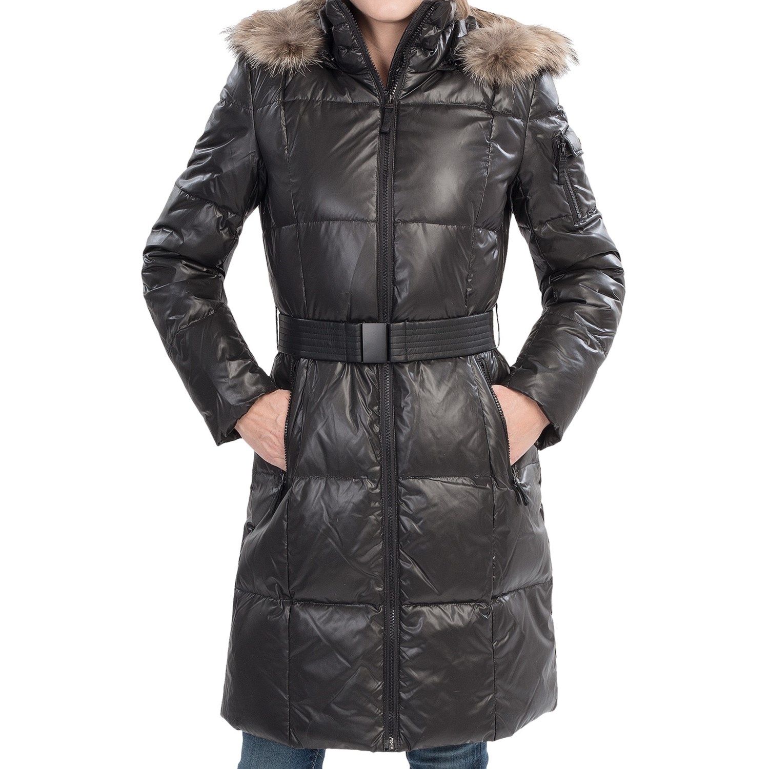 Marc New York by Andrew Marc Abbie Puffer Down Jacket - Coyote Fur Trim ...