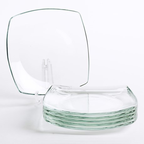 Bormioli Rocco Eclissi Square Dessert Plates - Tempered Glass, Set of 6