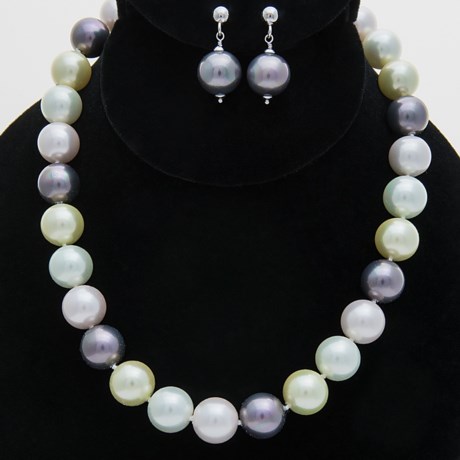 JOIA De Majorca Joia De Majorca Multi-Colored Organic Pearl Necklace and Earrings - 14mm, 18"
