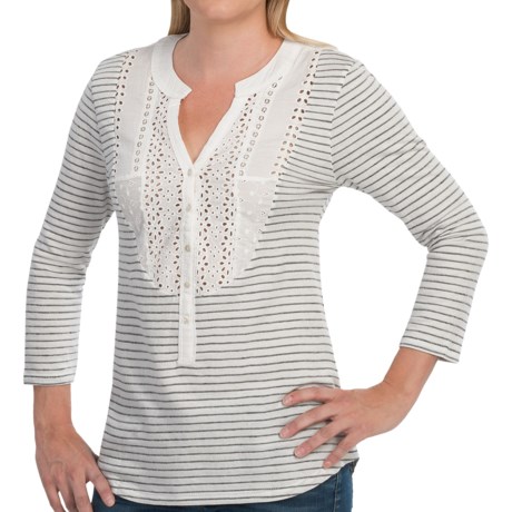 Gramicci Leah Seaside Stripe Henley Shirt - 3/4 Sleeve (For Women)