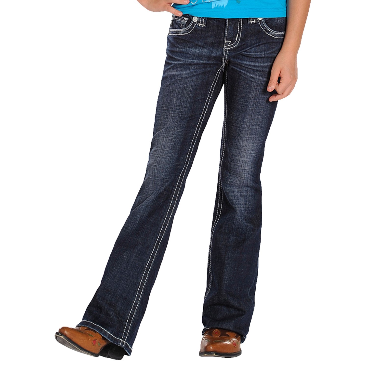 Rock & Roll Cowgirl Rhinestone-Trimmed Pocket Jeans (For Girls) 7964J ...