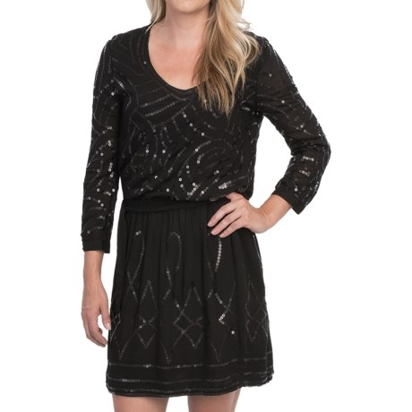 Rock & Roll Cowgirl Allover Sequin Dress - 3/4 Sleeve (For Women)