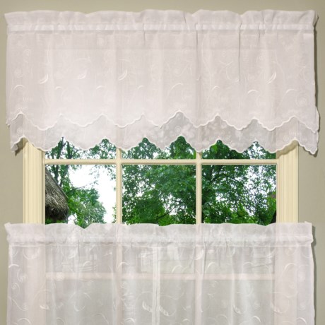 Commonwealth Home Fashions Embroidered Faux-Linen Curtain Tiers - 54x30”, Semi-Sheer, Pocket Top