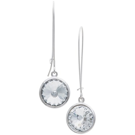 Stanley Creations Round Crystal Drop Earrings - Silver Plate