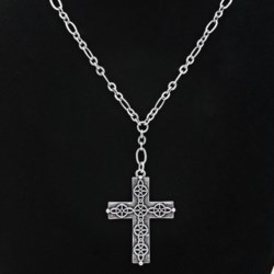 Big Sky Silver Trinity Etched Cross Necklace