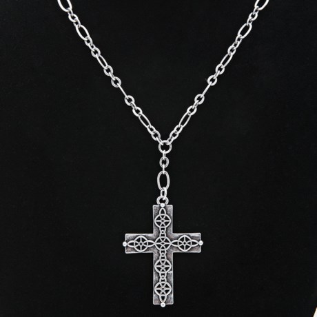 Big Sky Silver Trinity Etched Cross Necklace