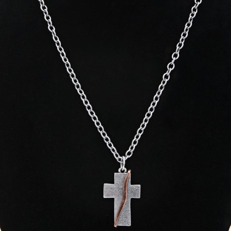 Big Sky Silver Textured Cross Necklace
