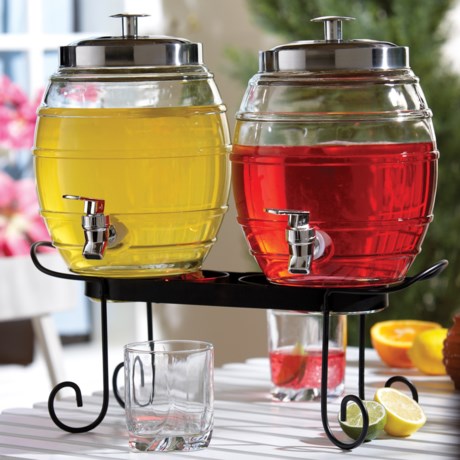 The Jay Companies Stylesetter Pub Double Beverage Dispenser with Stand - Glass, 1-Gallon