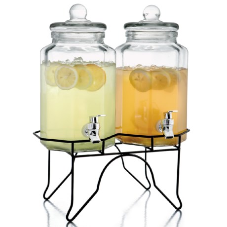 The Jay Companies Stylesetter Laredo Double Beverage Dispenser with Stand - Glass, 1-Gallon