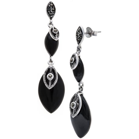Chapal Onyx Dangle Earrings - Sterling Silver