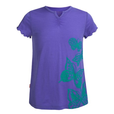 Icebreaker Moxie Butterflies 150 T-Shirt - Merino Wool, Short Sleeve (For Girls)