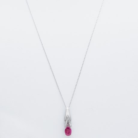 Millennium Creations Gemstone Pendant Necklace - 10K White Gold