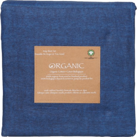 Organic King Cotton Chambray Sheet Set - Insignia Blue