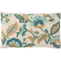 Harlow Embroidered Floral Feathers Throw Pillow - 16x26”
